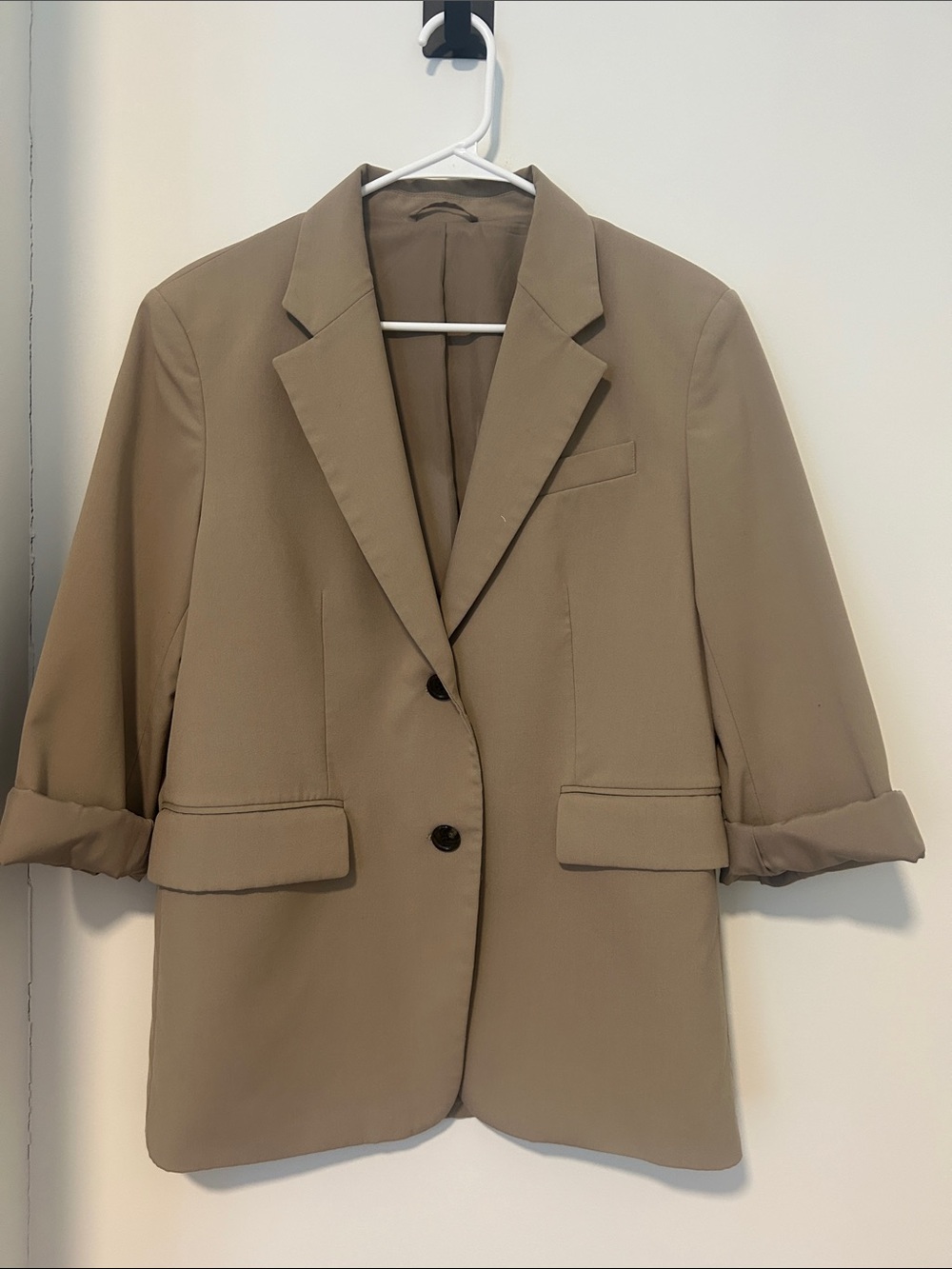 Women's Neutral Tan Single-Breasted Blazer
